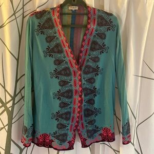 Rare Ivko woman’s cotton intarsia sweater Sz 38
